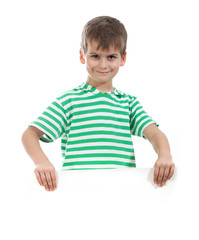 Boy holding a banner