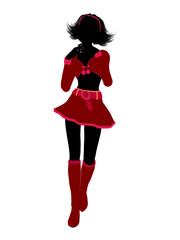 Sexy Female Christmas Elf Silhouette Illustration