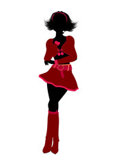 Sexy Female Christmas Elf Silhouette Illustration