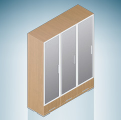 Furniture: Bedroom Cupboard with Glass Doors