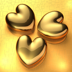 Three golden hearts