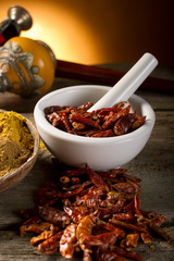 mortar with chili - mortaio e peperoncino