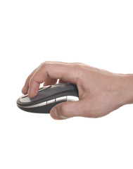 well shaped business man's hand working on computer mouse