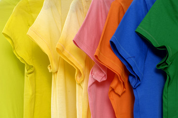 Close up colored Tee Shirts background