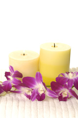 Pink orchid Flower and candles