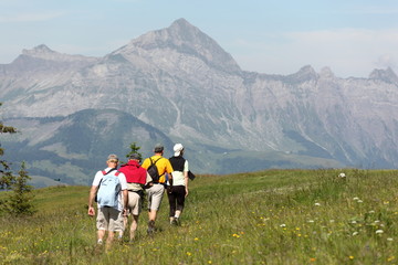 Fototapeta na wymiar czterech turystów w górach