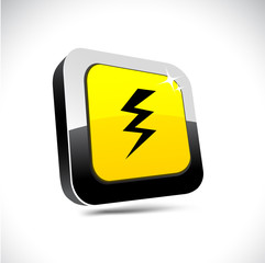 warning 3d square button.