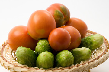 Tomatoes and cucumbers