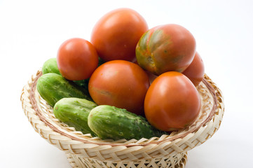 Tomatoes and cucumbers