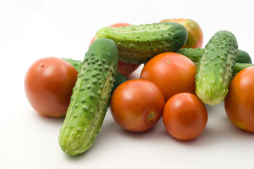 Tomatoes and cucumbers