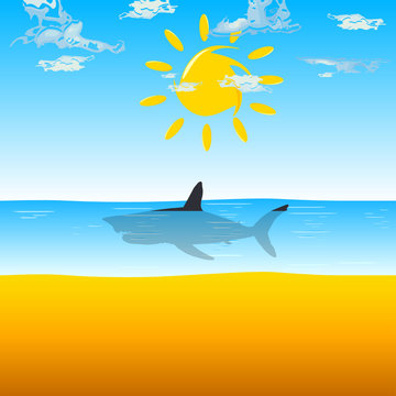 shark in ocean illustration