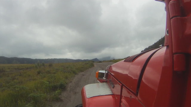 Off-road jeep riding. Bromo volcano , Java , Indonesia