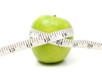 Green apple with tape