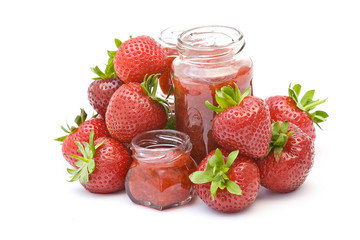 strawberry jam and fresh strawberries