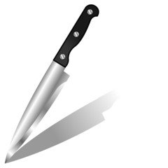 Kitchen knife with shadow isolated over white