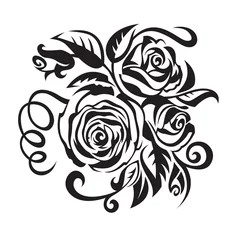 Papier Peint Lavable Fleurs noir et blanc des roses