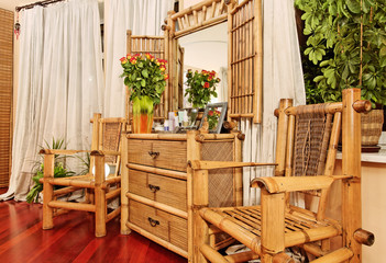 Wooden ethnic bamboo boudoir furniture