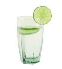 glass of sparkling water with lime