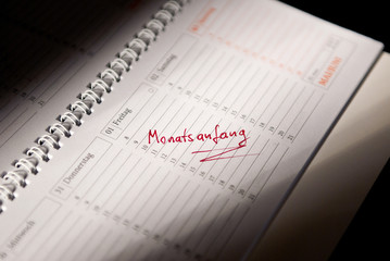 Monatsanfang - Eintrag im Kalender