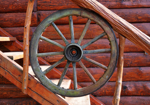 Romanian wooden wheel decoration detail
