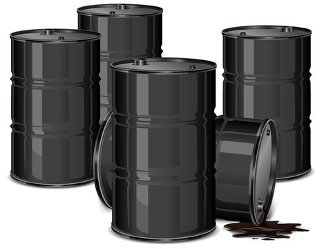 Barrels with oil