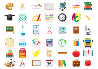 Vector illustration of school education icons