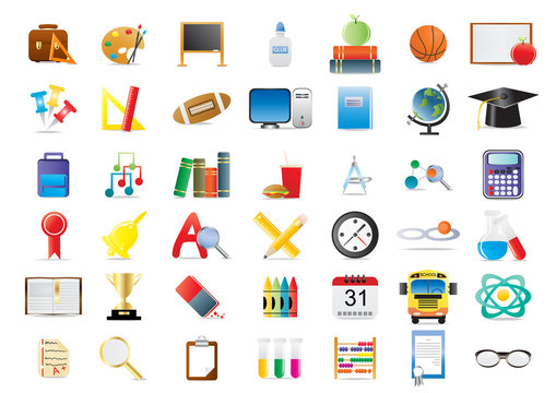 Set of education icons isolated on a white background