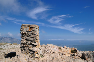 Fototapeta na wymiar The Eklisi-Burun, the highest point of the Chatyr-Dag ridge.