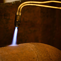 Gas torch. Metal cutting