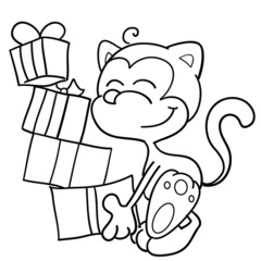 Gatto con pacchi regalo da colorare