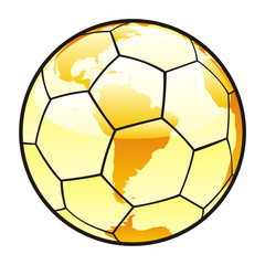 Fototapeta premium vector illustration of soccer ball with world map layout