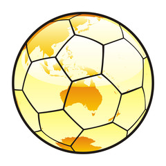 vector illustration of soccer ball with world map layout