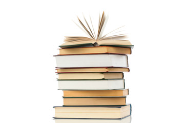 Book heap isolated on white background
