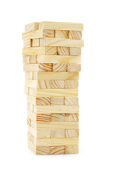 Wooden building blocks tower