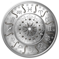 Silberne Horoskopscheibe