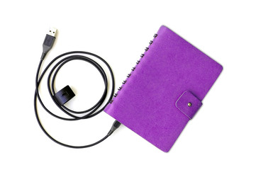 notebook and usb cable