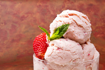 Fresh strawberry ice cream