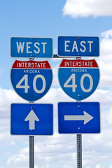 Interstate 40 highway sign in Arizona