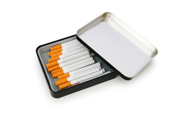 Smoking cigarettes isolated on the white background