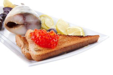 smoked herring and red caviar