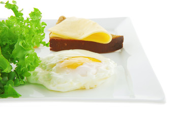 green lettuce and fried eggs