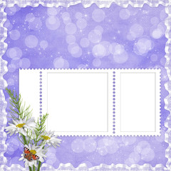 Card for the holiday  with flowers on the abstract background