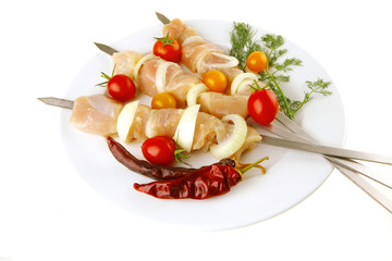 fresh raw shish kebab