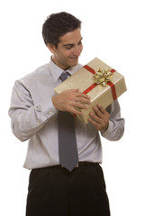 Businessman with present