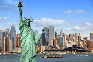 Printed kitchen splashbacks Statue of liberty new york cityscape, tourism concept photograph