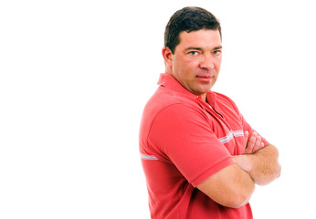mature casual man portrait, isolated on white