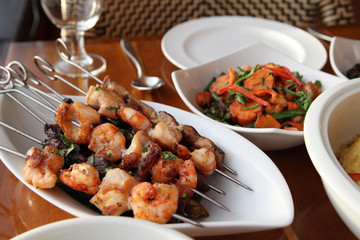 set of food at restaurant table