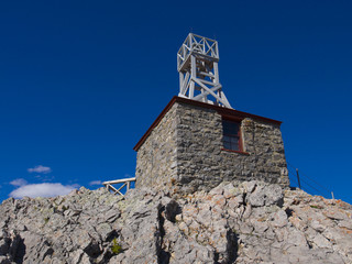 Stone shelter at the summit of Sulphur Mountain, Banff