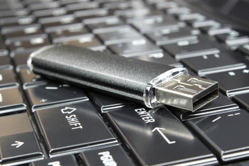 USB Stick mit Notebook - obrazy, fototapety, plakaty