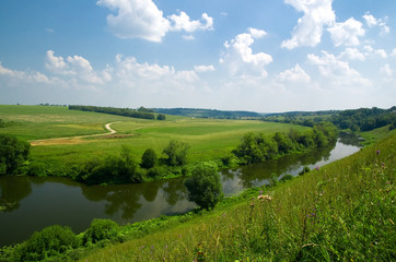 Fototapeta na wymiar Russian landscape with river
